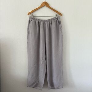 FLAX 100% Linen Cropped Relaxed Fit Casual Comfort Pants in Grey - Size 1G